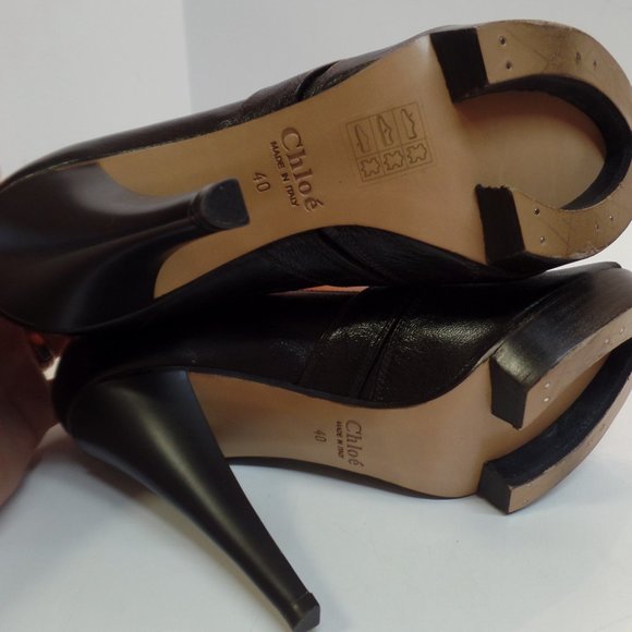 Chloe Brown Open Toe Platform Heels Sz 40 - Picture 8 of 16